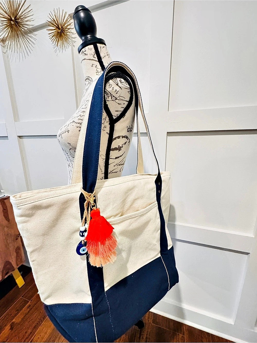 Gemline Tote Bag in Blue & Cream Large